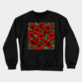 Red Poppy Flower Crewneck Sweatshirt